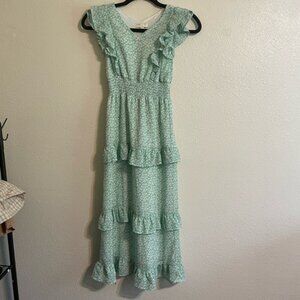 !Chelsea & Violet Mint Ruffle Maxi Dress
